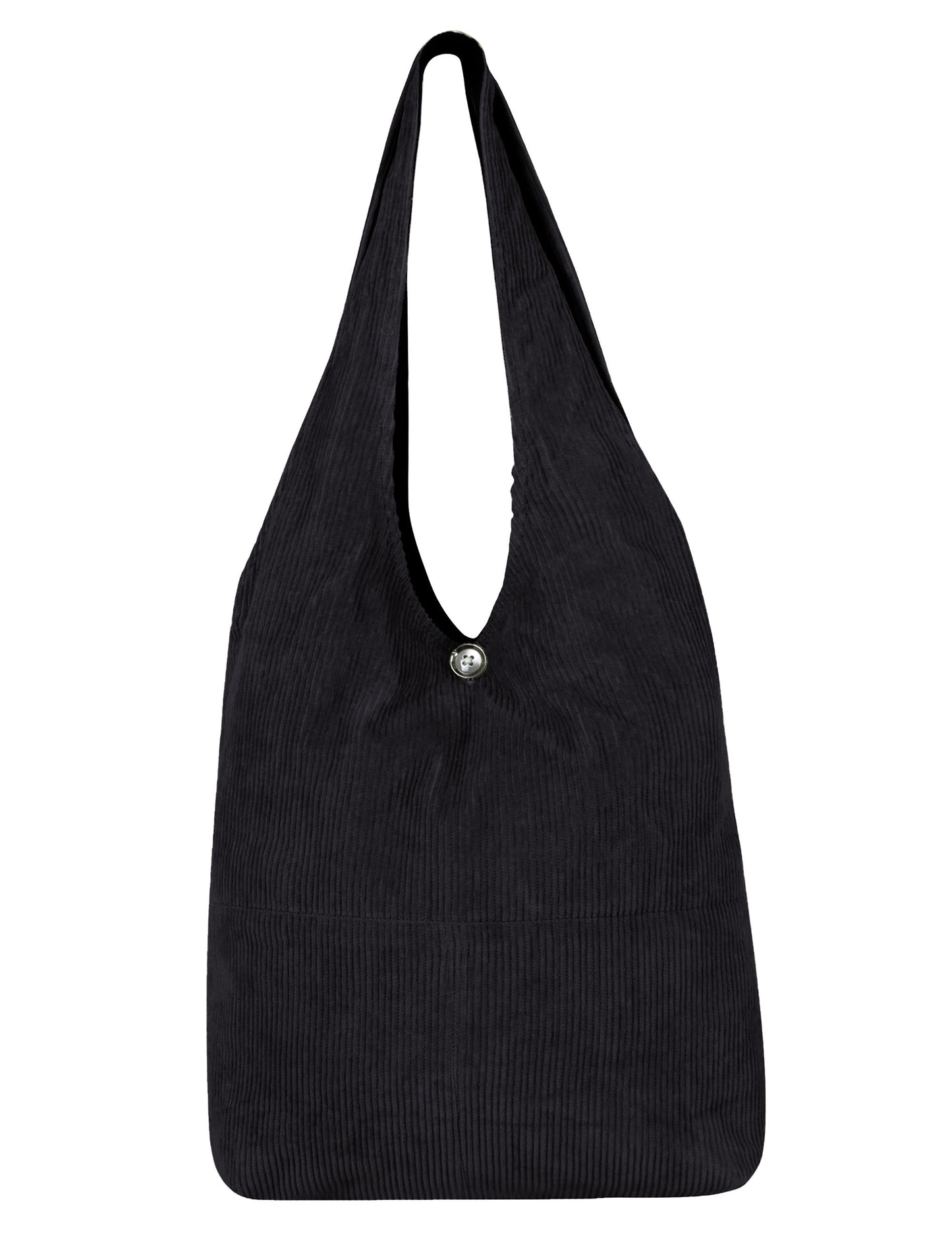 black corduroy hobo bag back