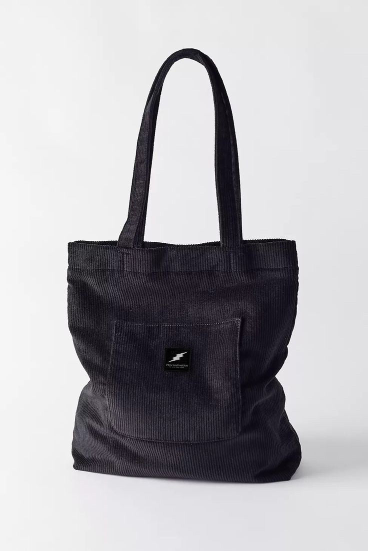 Black Corduroy Tote Bag