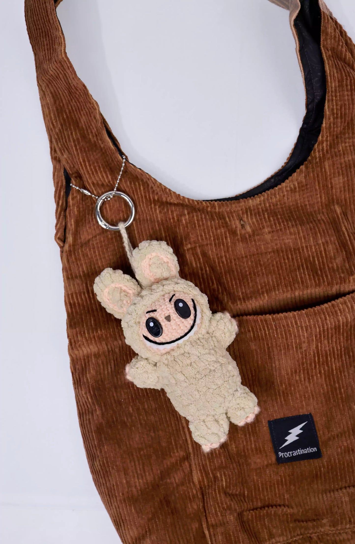 corduroy hobo + crochet labubu