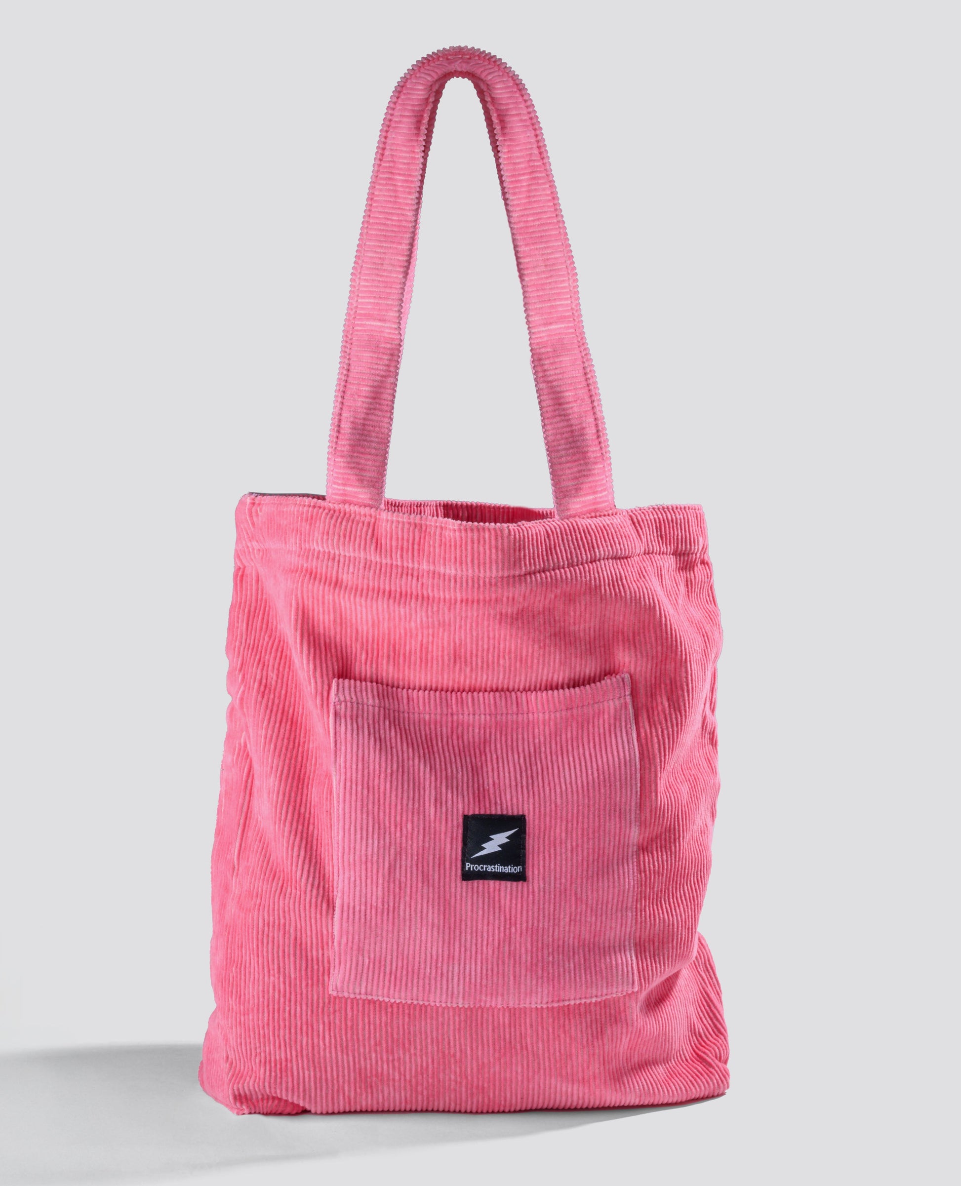 pink corduroy tote bag