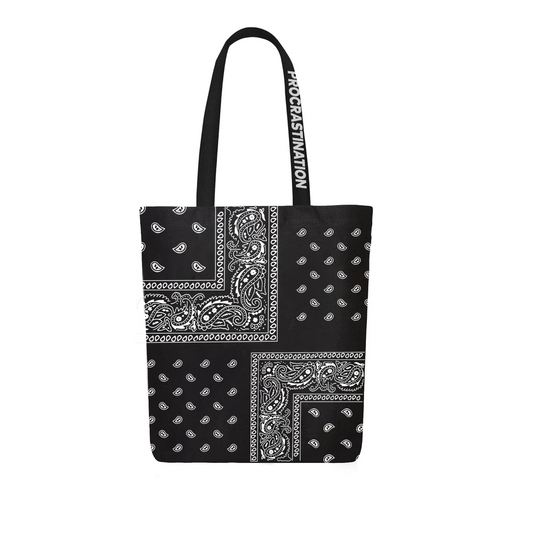 black bandana tote bag front