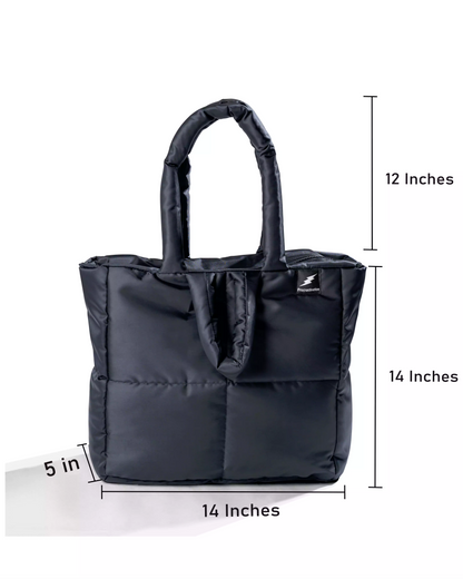 Black Quilted puffer Tote Bag