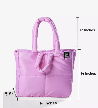 Pink Quilted puffer Tote Bag