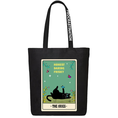 BLACK aries tote bag