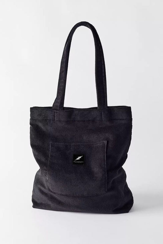 Black Corduroy Tote Bag