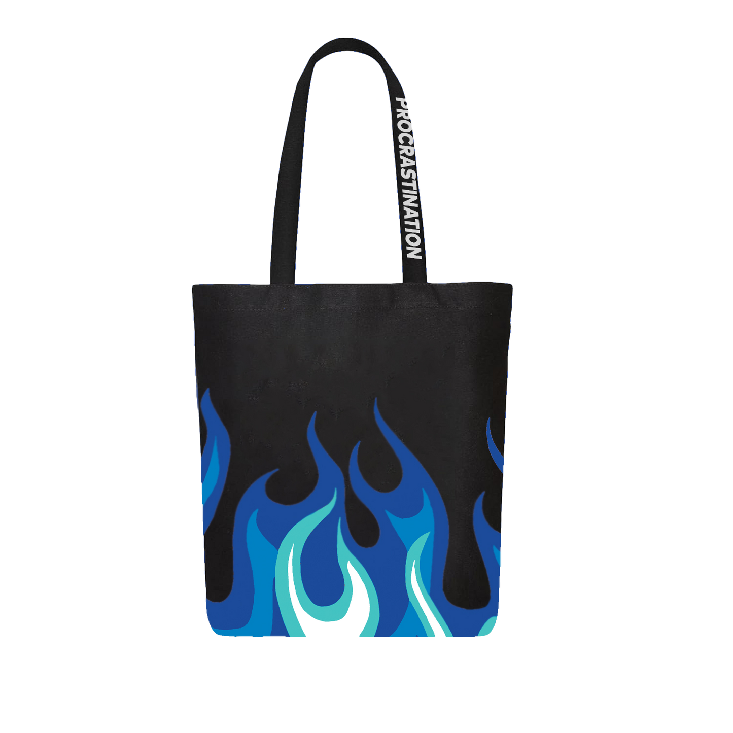 black blue flame tote bag