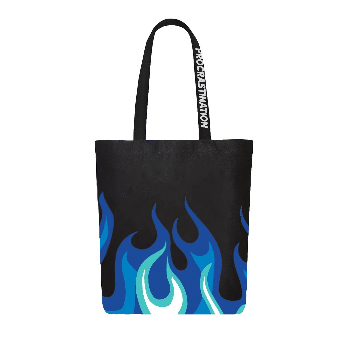 black blue flame tote bag