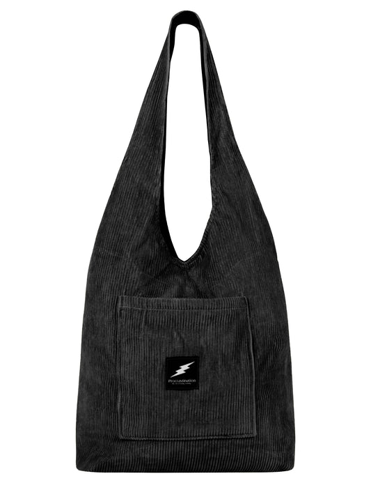 black corduroy hobo bag