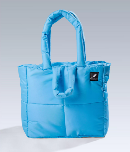 BLUE Quilted puffer Tote Bag