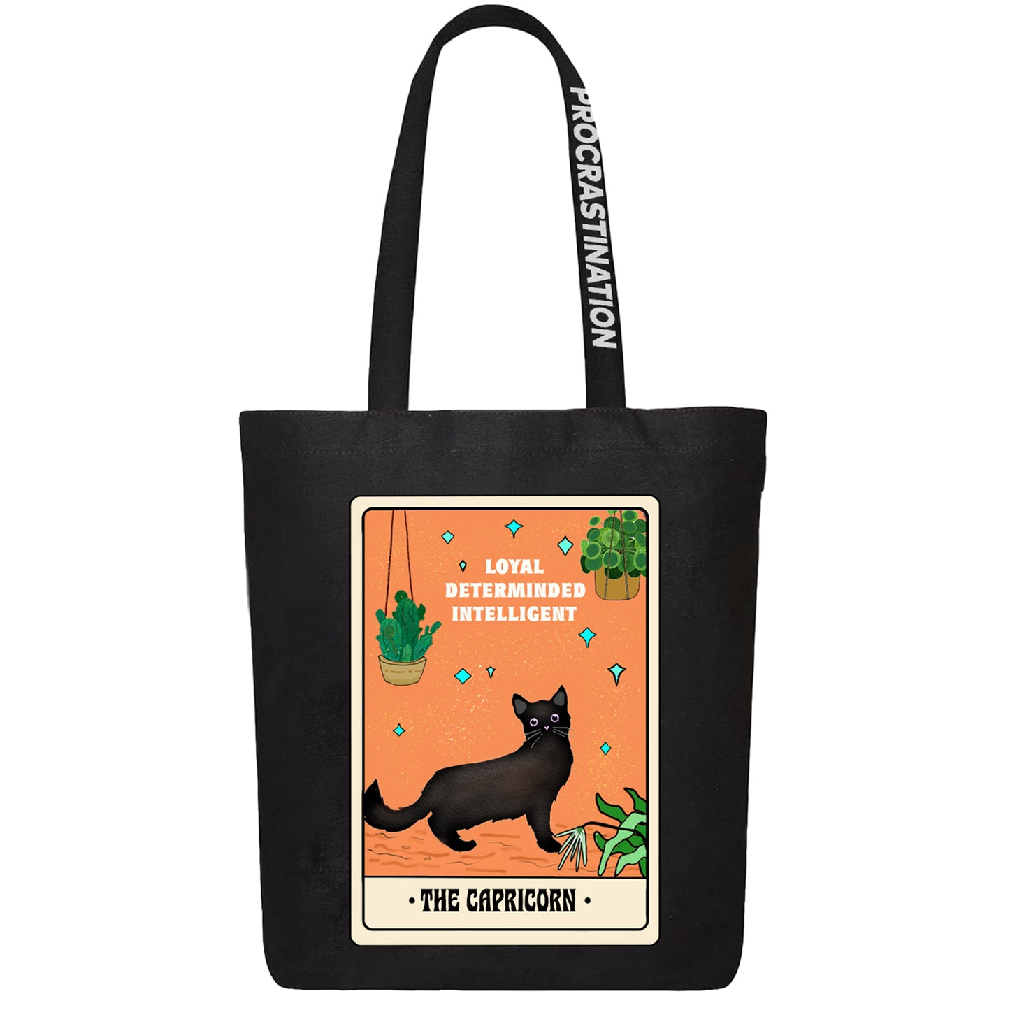 black cap tote bag