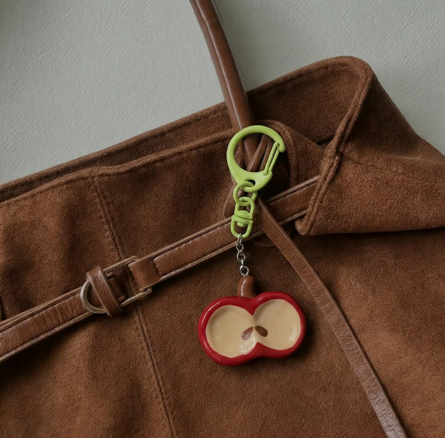 clay apple worry stone keychain cute bag charm