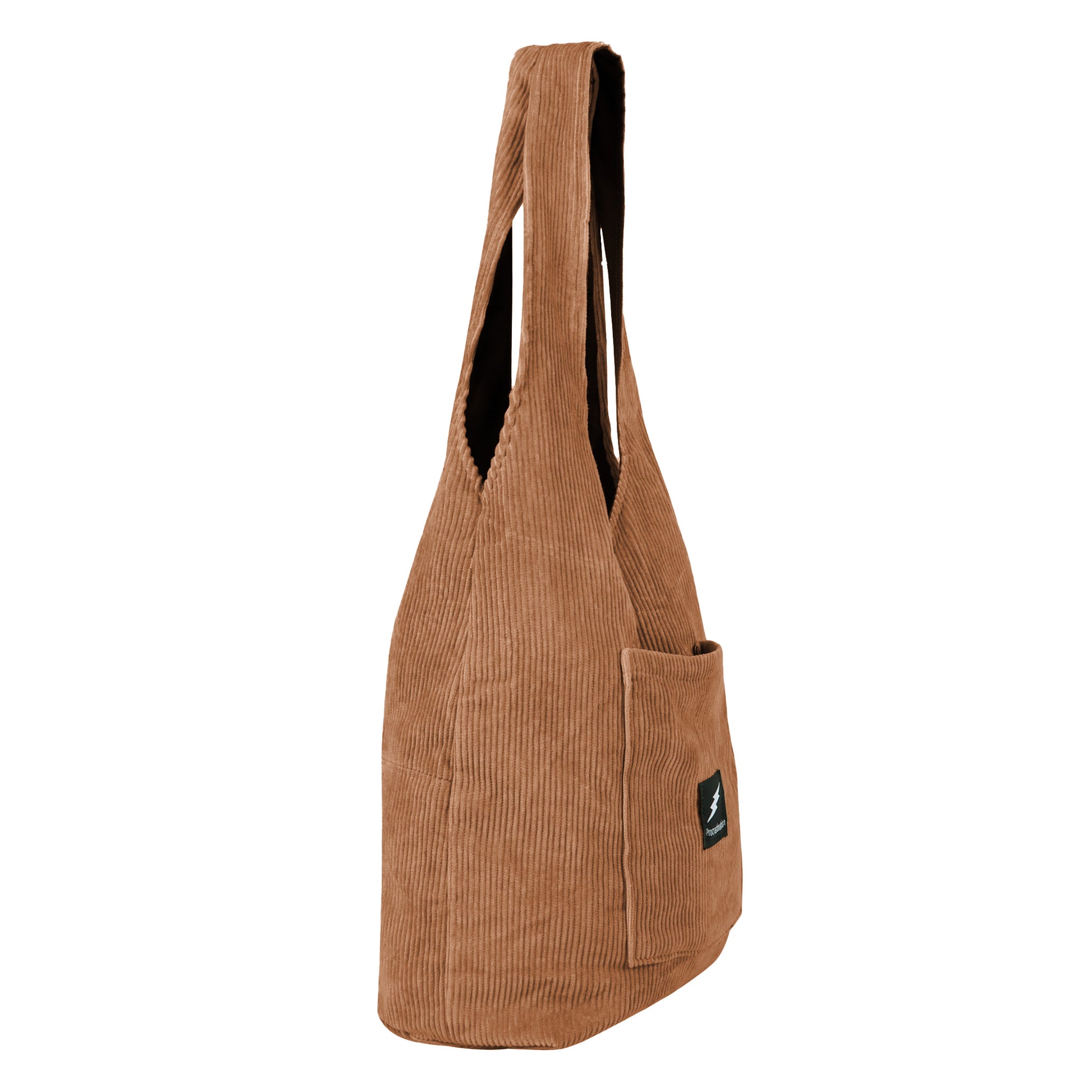  brown corduroy hobo bag side