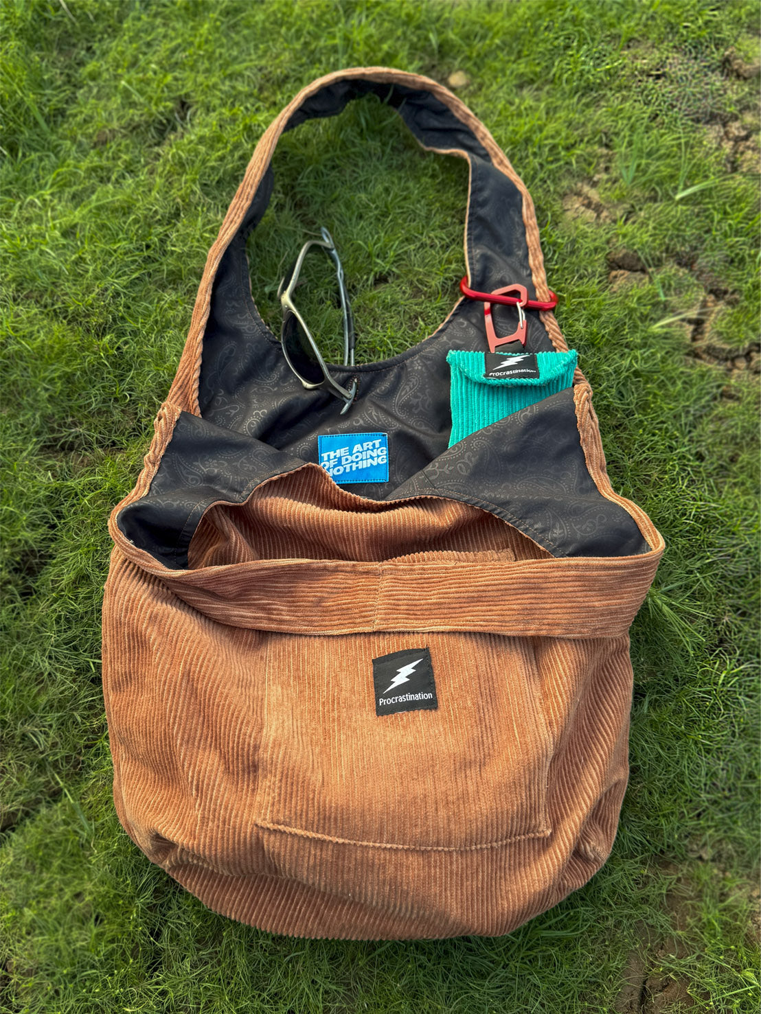  brown corduroy hobo bag outdoor