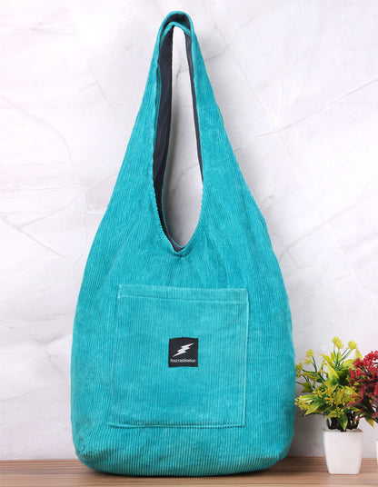 Turquoise Blue corduroy hobo bag