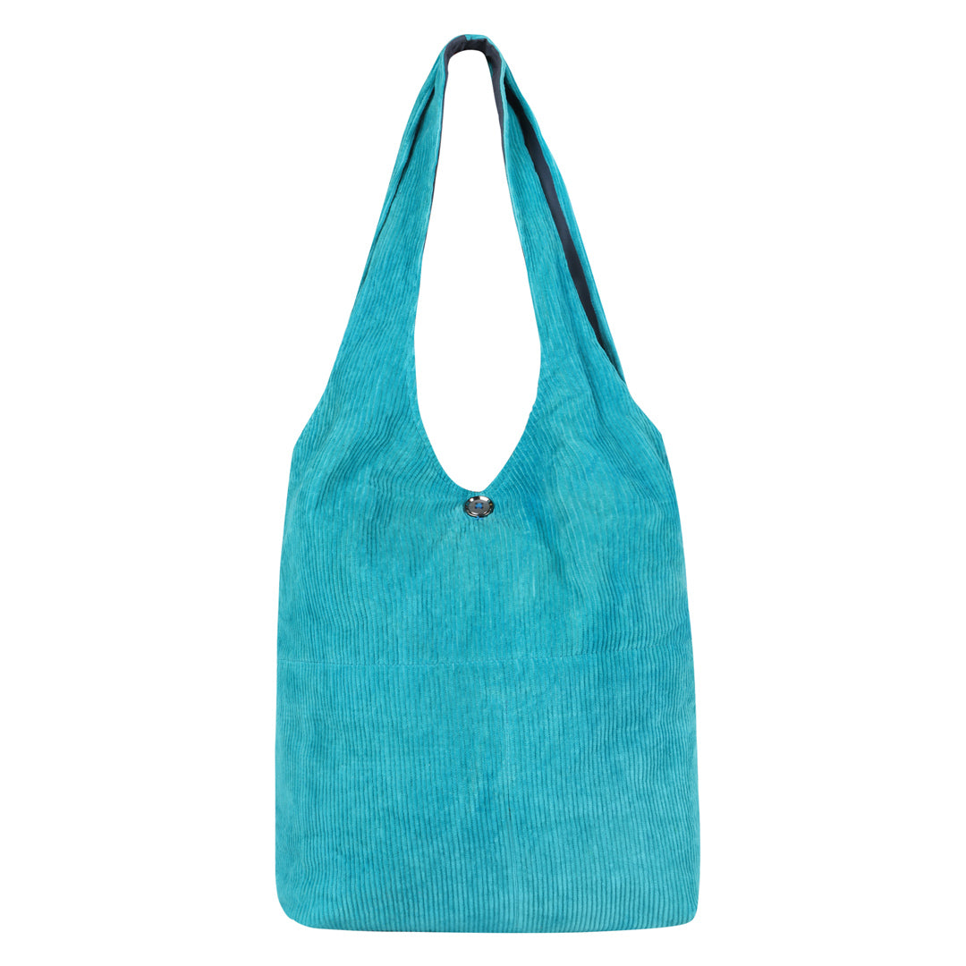 Turquoise Blue corduroy hobo bag