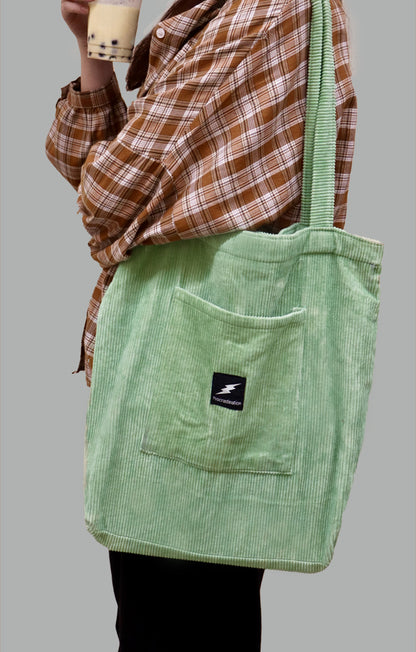 Green Corduroy Tote Bag