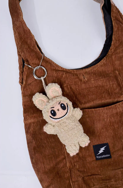 corduroy hobo + crochet labubu