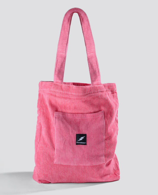 pink corduroy tote bag
