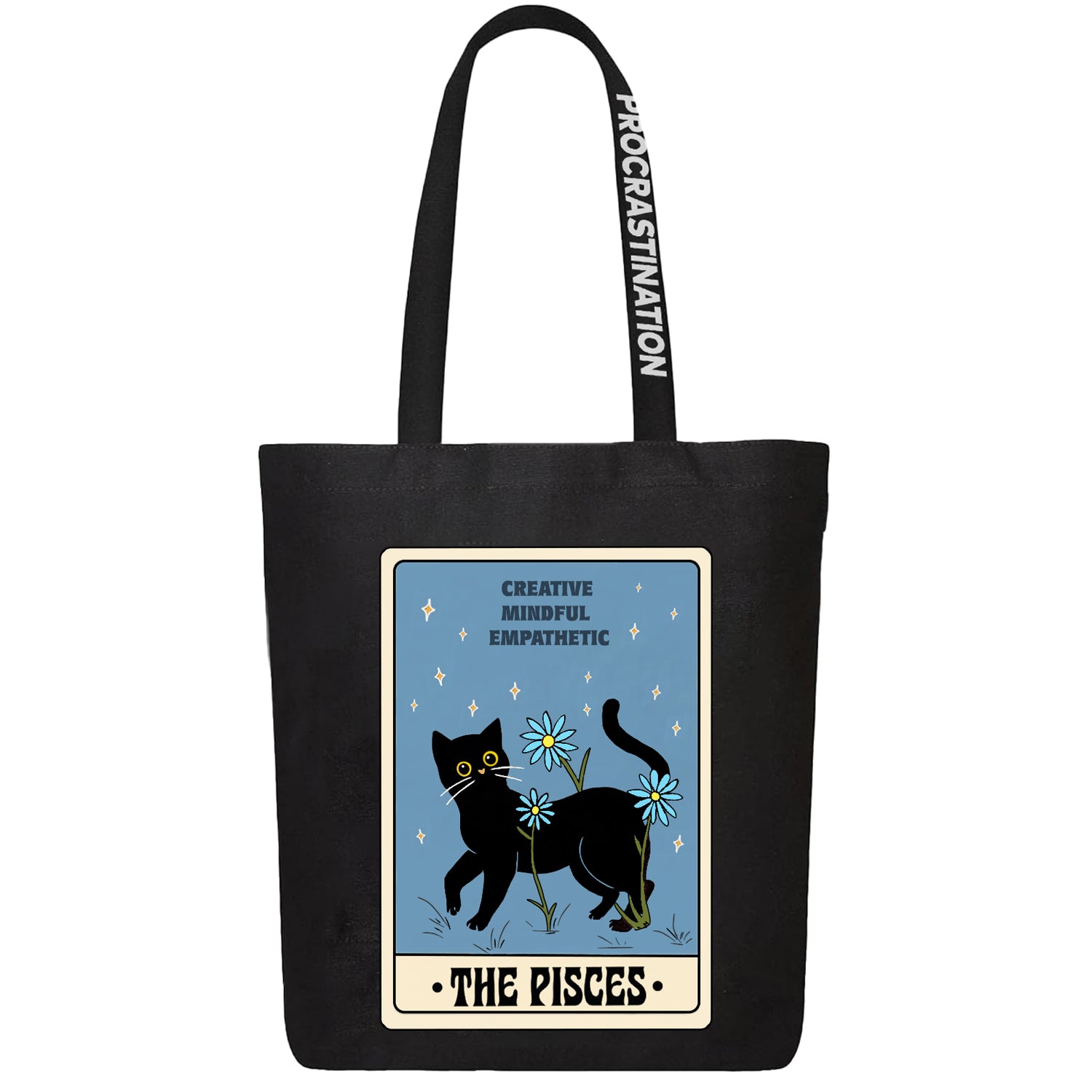 black pisces tote bag