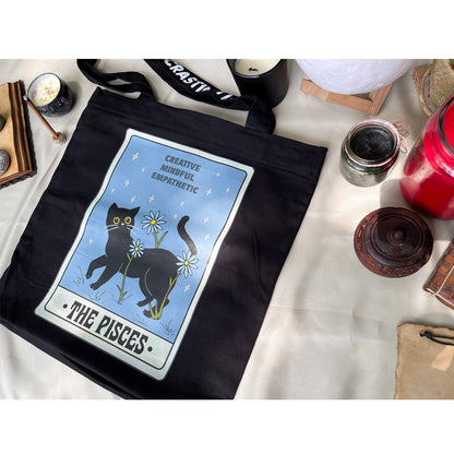 black pisces tote bag