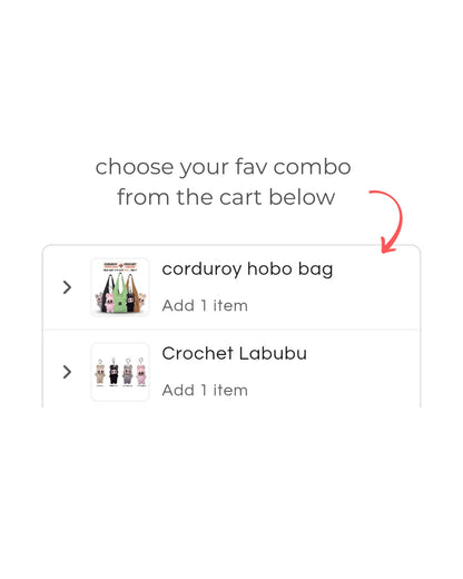 corduroy hobo + crochet labubu