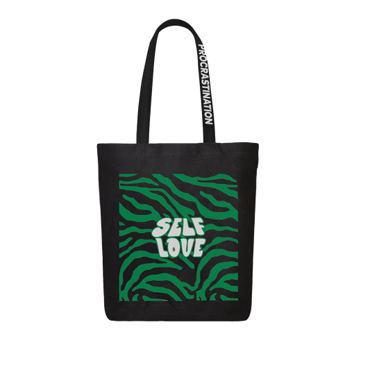 black self love tote bag