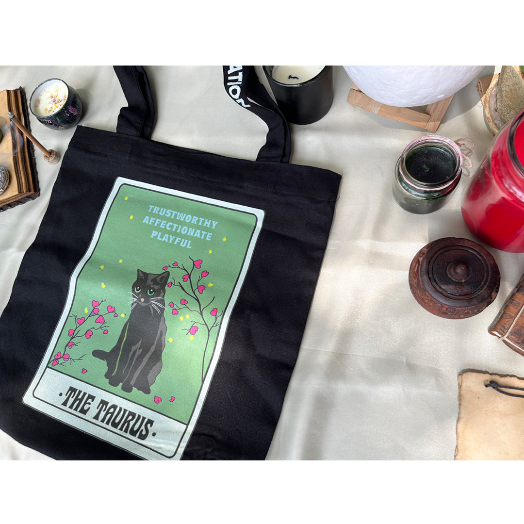 taurus black tote bag