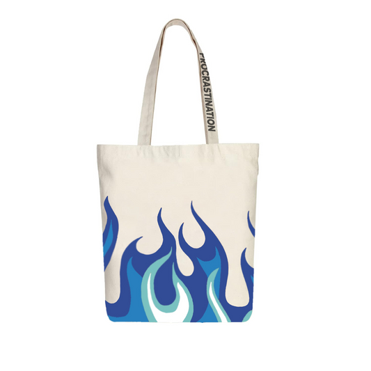 White Blue Flame Tote Bag