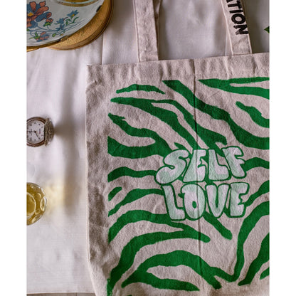 White Self Love Tote Bag